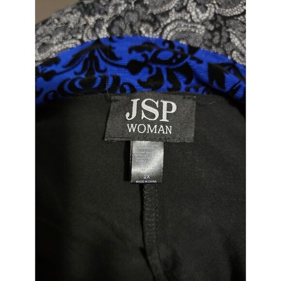 JSP Womens 2X Blue & Black Damask Cape Dress Polyester Spandex - Picture 3 of 6